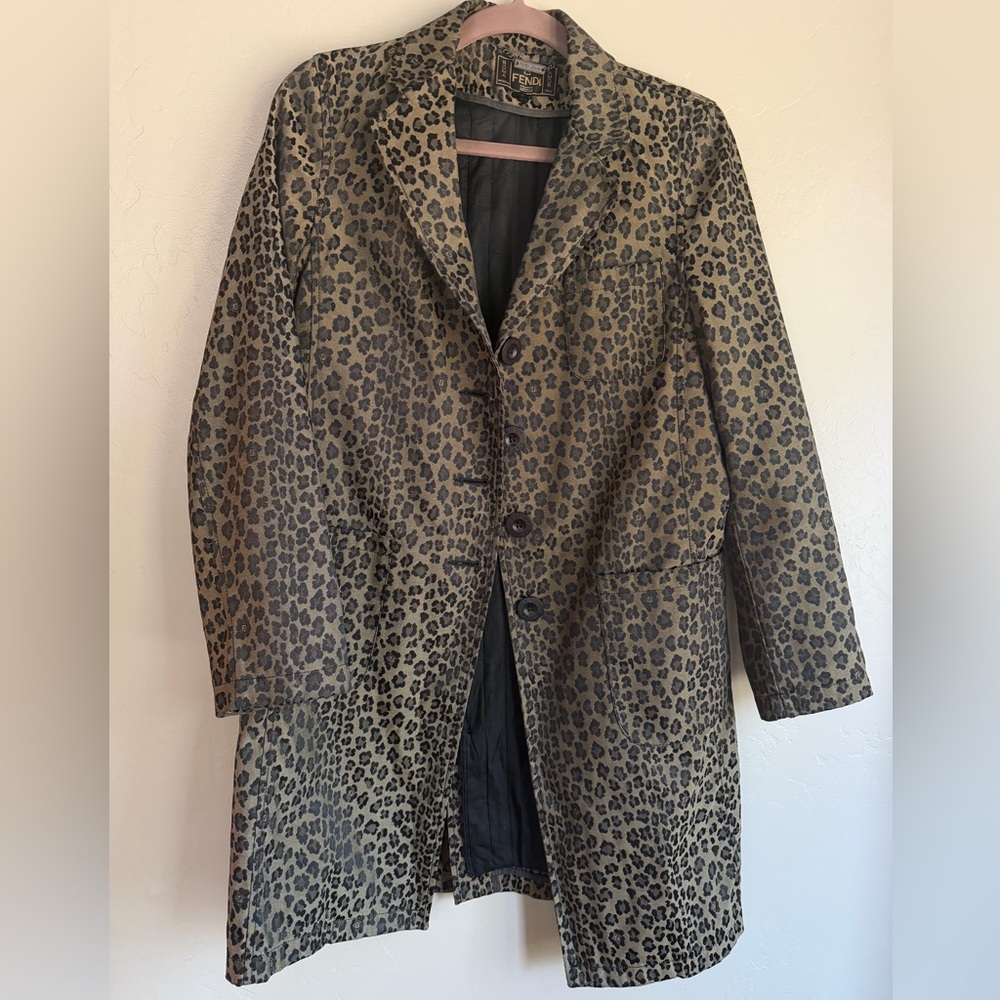2 pc Fendi Leopard-Pattern Trench coat